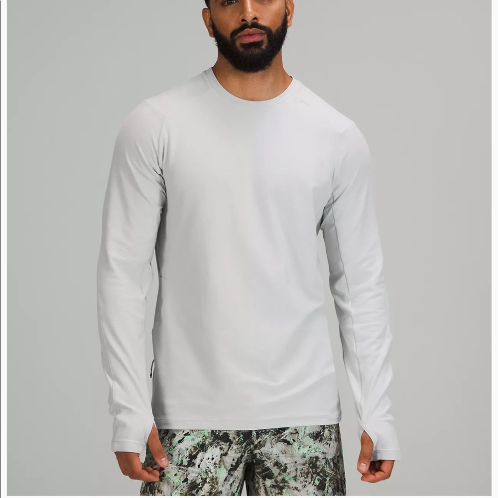 Surge Warm Crew Sweater Lululemon, Heathered Sea Salt/Grey, Size M